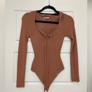 Abercrombie & Fitch Brown Ribbed Bodysuit